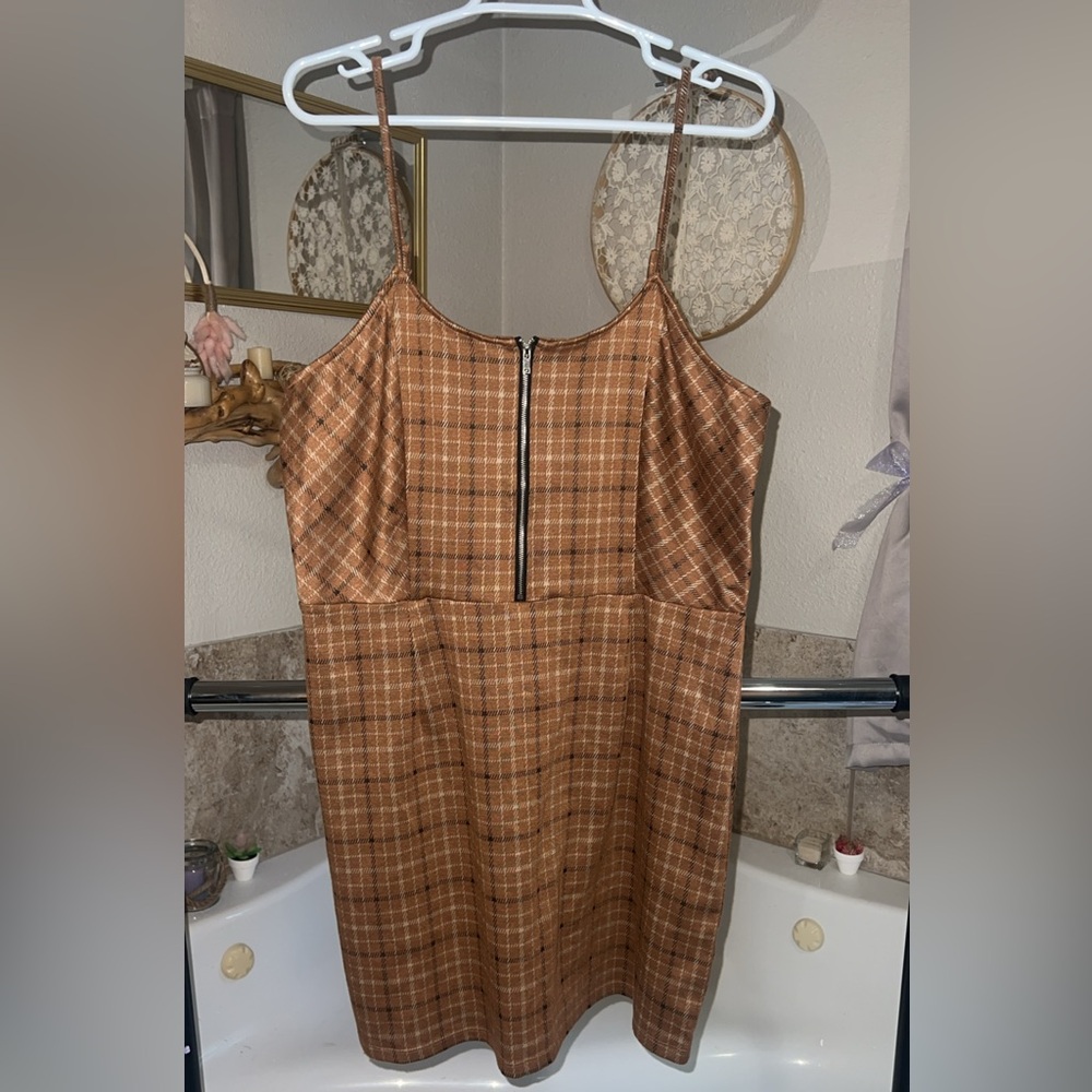 No Boundaries Brown plaid  Dress